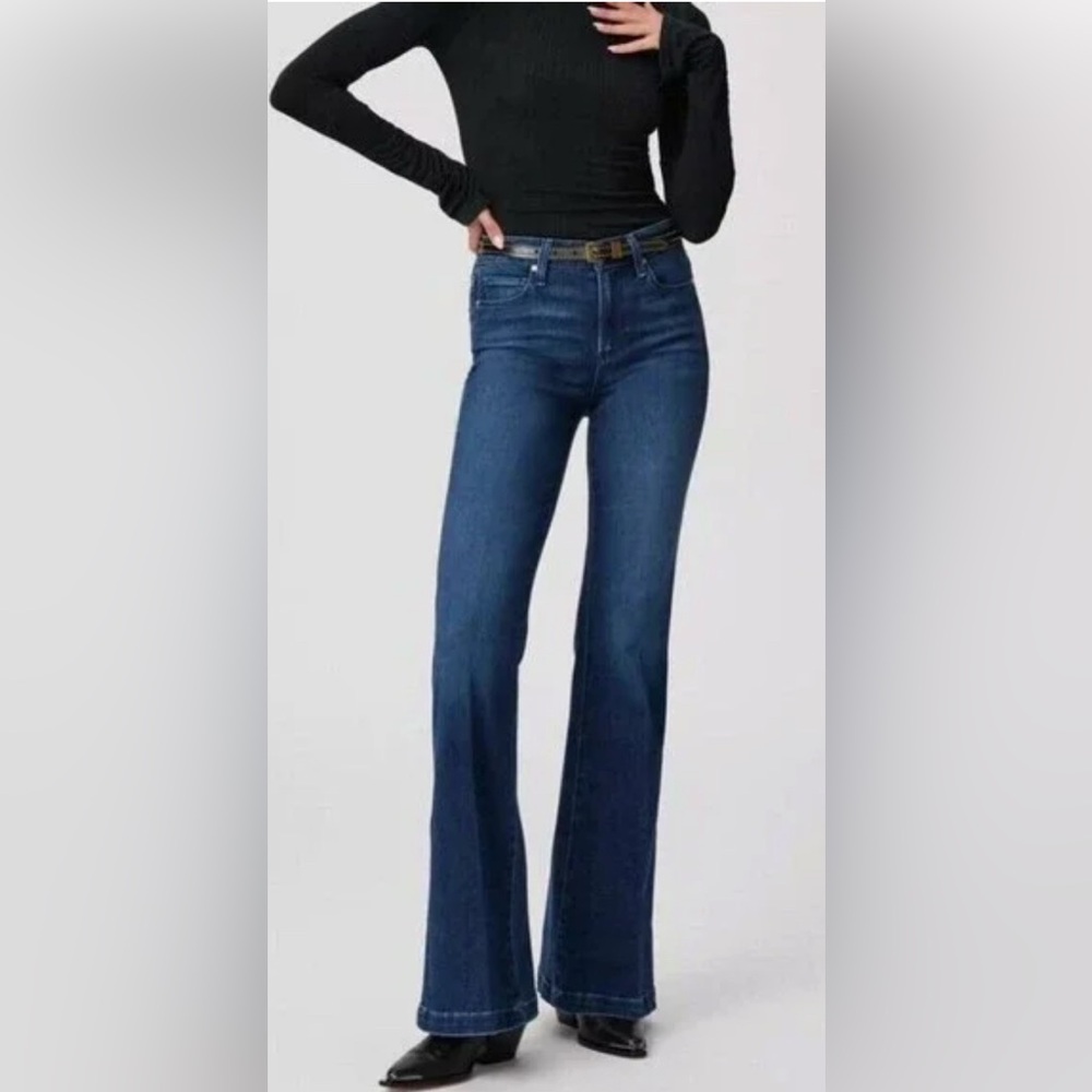 PAIGE Dark Blue Flare & Wide Leg Jeans